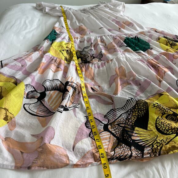 Anthropologie Maeve Pia Binazzi Tiered Off the Shoulder Pink Maxi Dress, Small - Picture 11 of 15